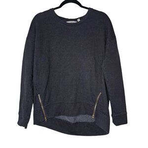 ⭐️Athleta Size Small Black Cityscape Pull Over Crew Neck Sweater Zippers At Hips
